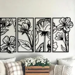 wall art vierluik bloemen