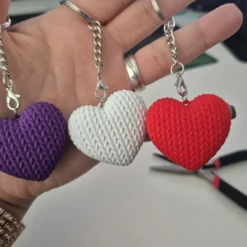 3 sleutelhangers hart vorm paars wit rood